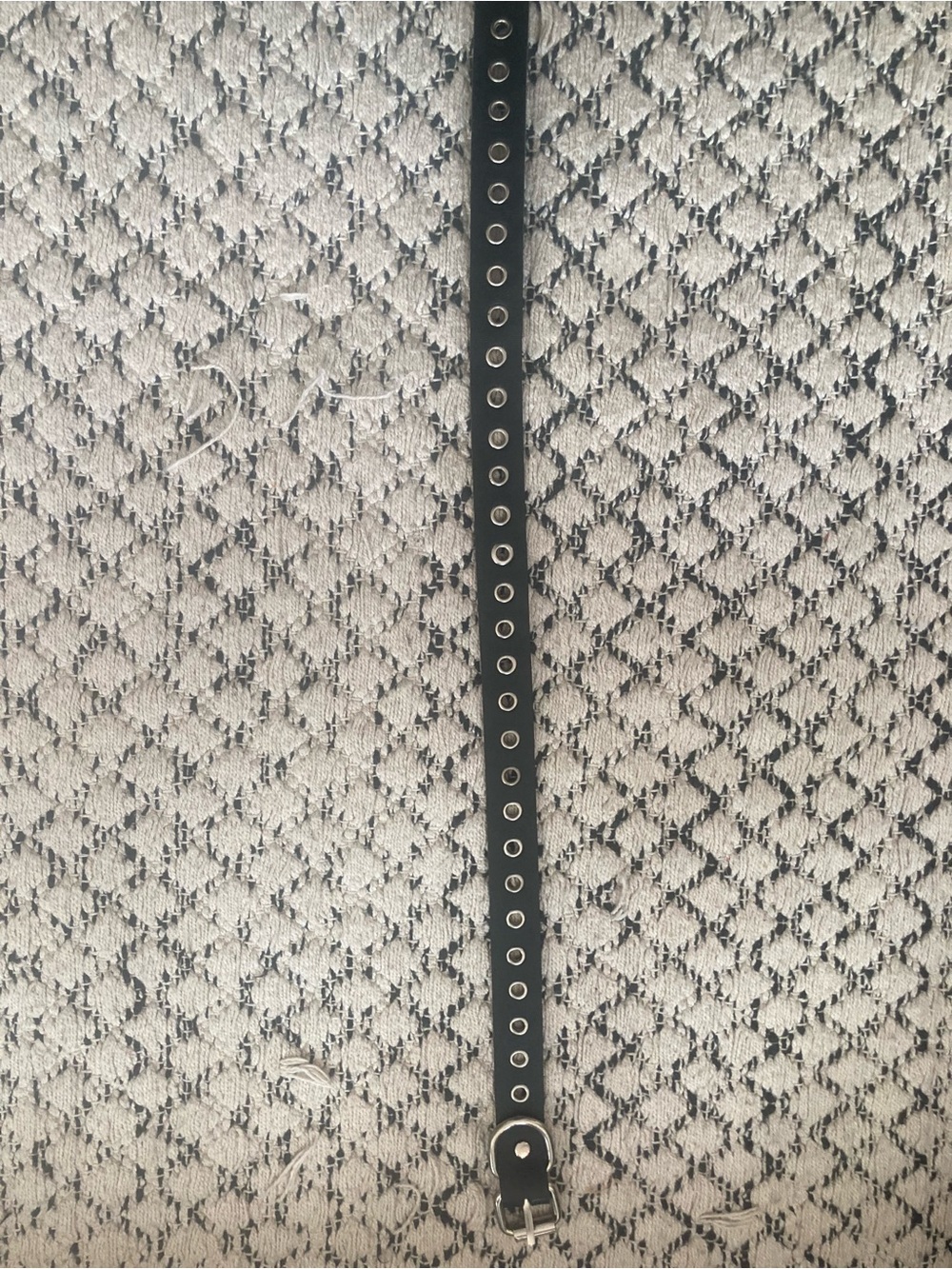 Classic Black Grommet Choker with Silver Buckle